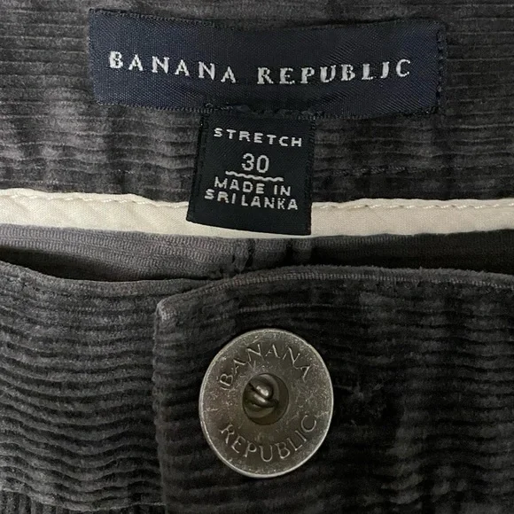EUC Banana Republic Dark Grey Corduroy Pants Low Rise Size 30 - Picture 2 of 5